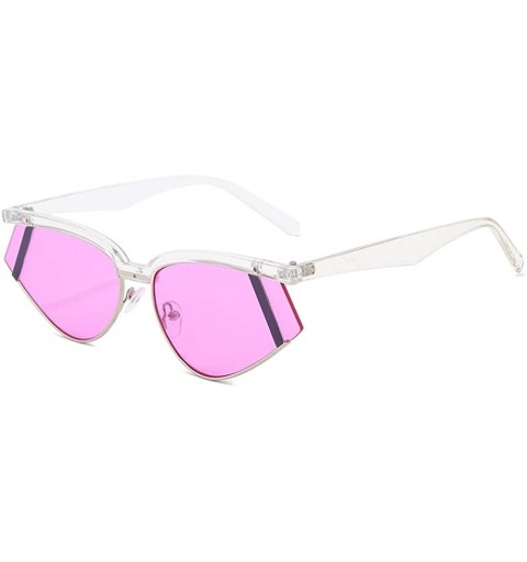 Cat Eye Cat Eye Sunglasses for Women Triangle Sun Glasses Black Shades UV400 - Tr Silver Purple - CR199OC22IZ $14.32