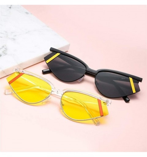 Cat Eye Cat Eye Sunglasses for Women Triangle Sun Glasses Black Shades UV400 - Tr Silver Purple - CR199OC22IZ $14.32