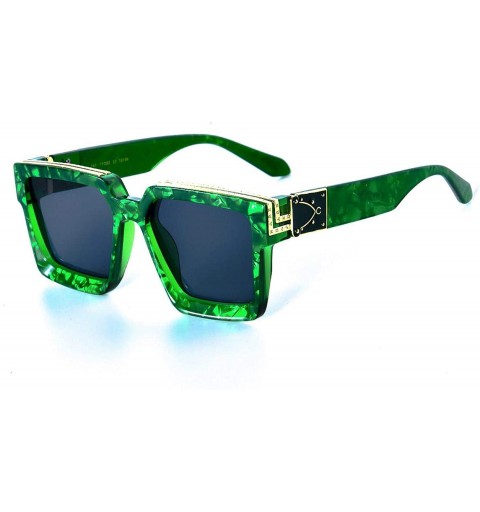 Round Square Luxury Sunglasses Men Women Fashion UV400 Glasses - High Quality Green - CZ198A90MSM $33.48