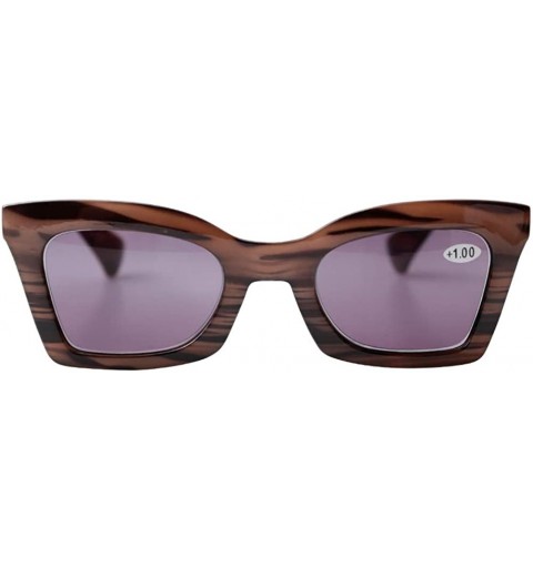 Oversized Anti-Blue Blocker Light Butterfly Readers Cateye Reading Glasses - Woodgrain Frame/Gray Lenses - CS18ZKEQ7GN $12.00