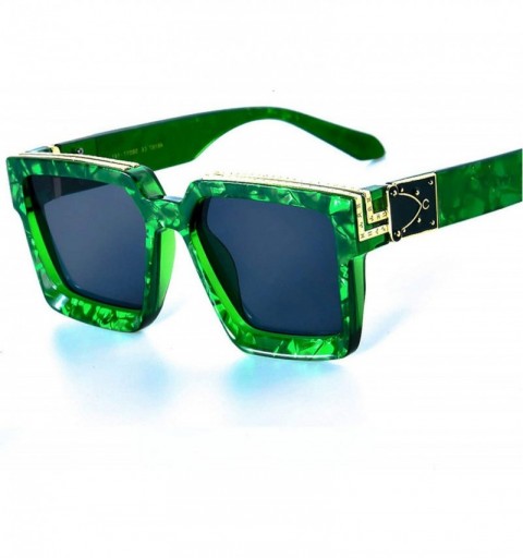 Round Square Luxury Sunglasses Men Women Fashion UV400 Glasses - High Quality Green - CZ198A90MSM $33.48
