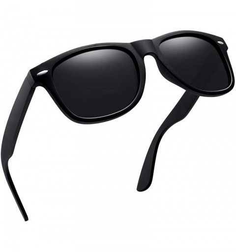 Square Unisex Polarized Sunglasses Men Women Retro Designer Sun Glasses - Matte Black - CE12EA4955X $27.58