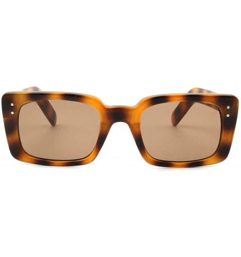 Square Unisex Retro Vintage Rectangle Fashion Sunglasses - Tortoise - CN198MZ9ZRL $24.86