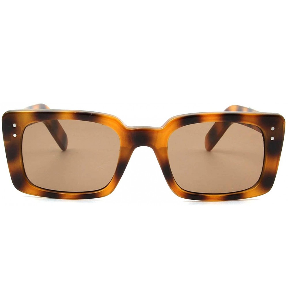 Square Unisex Retro Vintage Rectangle Fashion Sunglasses - Tortoise - CN198MZ9ZRL $11.38