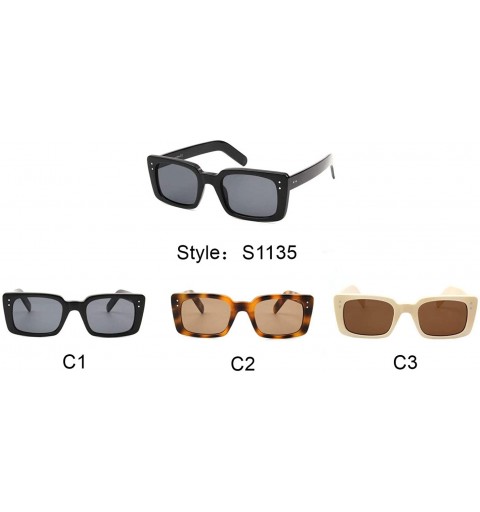 Square Unisex Retro Vintage Rectangle Fashion Sunglasses - Tortoise - CN198MZ9ZRL $11.38