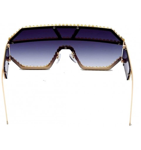 Oversized Trendy Oversized Lens Rhinestone Sunglasses for Women One Piece Bling Frame UV Protection - 8 - CS190OGRZLX $15.10