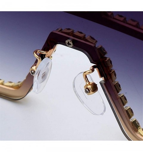 Oversized Trendy Oversized Lens Rhinestone Sunglasses for Women One Piece Bling Frame UV Protection - 8 - CS190OGRZLX $15.10