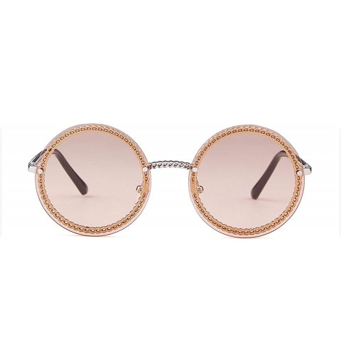 Round Vintage Fashion Round Sunglasses Women Luxury Design Retro RimlFrame Sun Glasses Shades NO Chain S018 - C7197Y76T3C $22.47