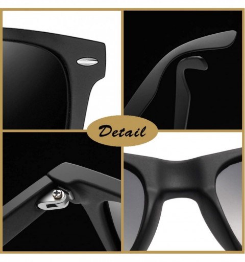 Square Unisex Polarized Sunglasses Men Women Retro Designer Sun Glasses - Matte Black - CE12EA4955X $13.64
