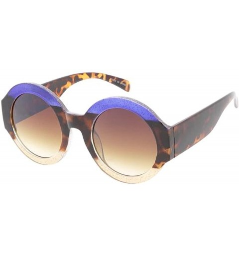 Round Heritage Modern "Tunnel Vision" Simple Round Thick Frame Sunglasses - Multi-color - C518GY2KSL7 $7.81