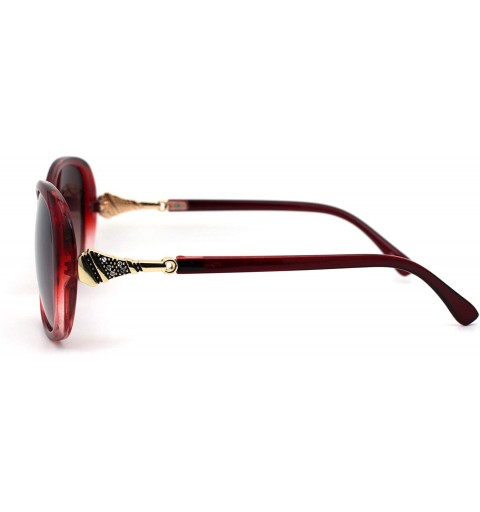 Butterfly Womens Jewel Arm Luxury Designer Oval Butterfly Sunglasses - Red Burgundy - CR18ZMG04LR $11.30