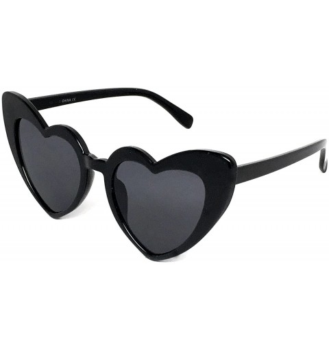 Goggle Heart Shaped Cateye Sunglasses - Black Smoke - CI18S6RY2C8 $17.93