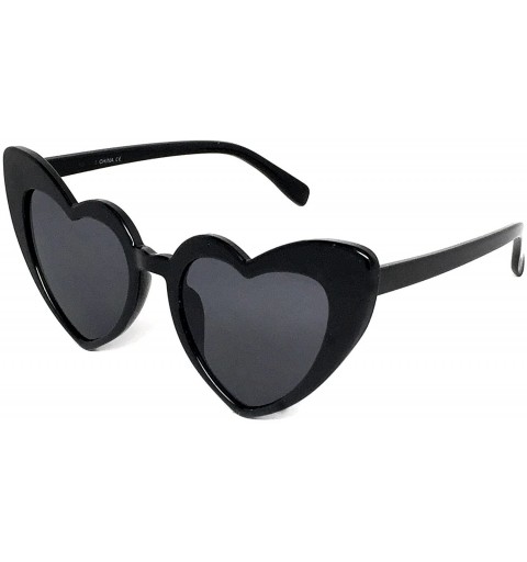 Goggle Heart Shaped Cateye Sunglasses - Black Smoke - CI18S6RY2C8 $9.56