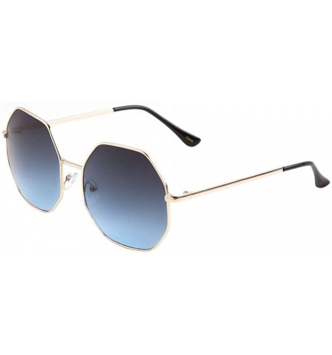 Butterfly Geometric Rounded Corner Polygon Sunglasses - Blue - C81907RZ6OZ $14.57