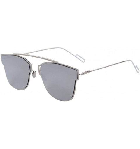 Rimless Women Cat Eye UV400 Sunglasses Classic Shades Coating Mirror Sunglasses - Silver - CO17Z6YTHK9 $14.24