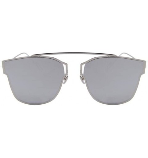 Rimless Women Cat Eye UV400 Sunglasses Classic Shades Coating Mirror Sunglasses - Silver - CO17Z6YTHK9 $14.24
