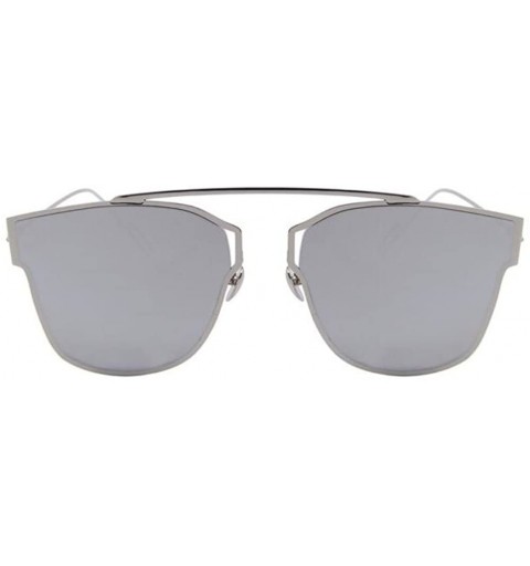 Rimless Women Cat Eye UV400 Sunglasses Classic Shades Coating Mirror Sunglasses - Silver - CO17Z6YTHK9 $14.24
