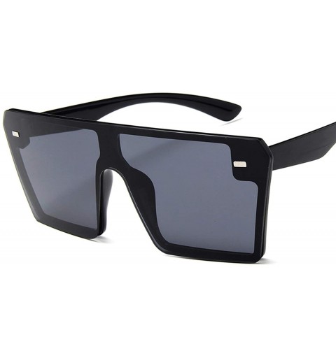 Square Flat Top Oversize Square Sunglasses Women Retro Gradient Sun Glasses Men Big Frame Vintage Eyewear UV400 - Black - CJ1...