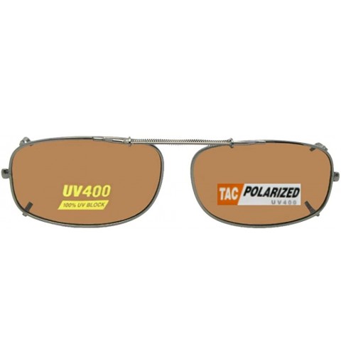 Rectangular Skinny Curve Rectangle Polarized Clip on Sunglass - Pewter-polarized Brown Lens - CE1802ZODZ7 $20.15