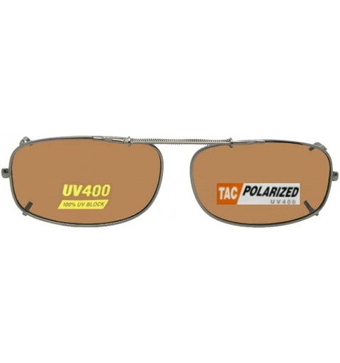 Rectangular Skinny Curve Rectangle Polarized Clip on Sunglass - Pewter-polarized Brown Lens - CE1802ZODZ7 $20.15