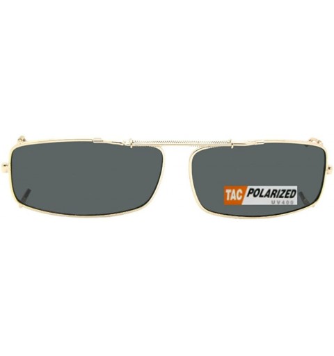 Rectangular Extra Skinny Rectangle Shape Polarized Clip on Sunglasses - Gold Frame-polarized Gray Lens - CR180TA0D8G $21.07