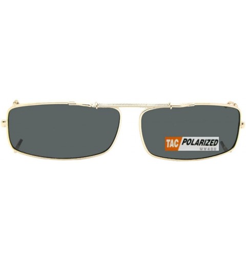 Rectangular Extra Skinny Rectangle Shape Polarized Clip on Sunglasses - Gold Frame-polarized Gray Lens - CR180TA0D8G $21.07