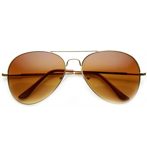 Aviator Classic Tear Drop Spring Temple Wire Metal Aviator Sunglasses 58mm - Gold Amber - C011XN6RAB1 $10.12