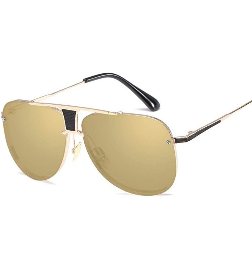 Aviator Men's and women's Sunglasses retro clam glasses metal sunglasses in Europe and America - D - CM18Q890HXQ $23.90