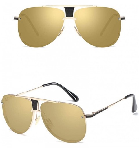 Aviator Men's and women's Sunglasses retro clam glasses metal sunglasses in Europe and America - D - CM18Q890HXQ $23.90