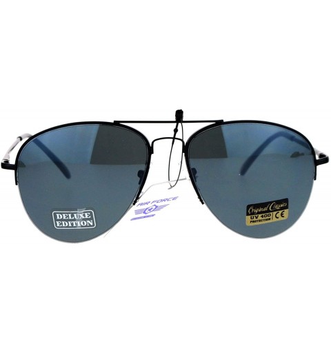 Aviator Air Force Aviator Sunglasses Unisex Half Rim Spring Hinge Classic Aviators - Black - C61876OH5I9 $10.00