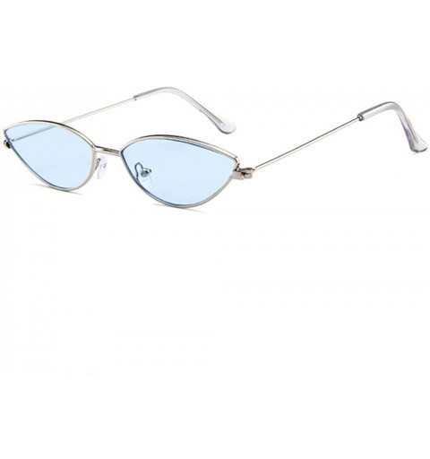 Cat Eye Cat Eye Sunglasses for Women Ladies Vintage Sunglasses Eyewear for Party Shopping Travel - Silver Frame/Blue Lens - C...