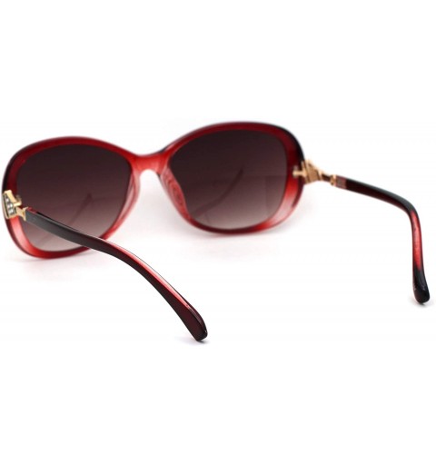 Butterfly Womens Jewel Arm Luxury Designer Oval Butterfly Sunglasses - Red Burgundy - CR18ZMG04LR $11.30