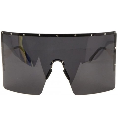 Oversized Flat Top XL Square Oversized Rimless Shield Sunglasses - Rose Gold Frame - CR18DCGNGIR $12.87
