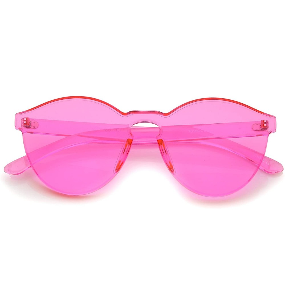 Wayfarer One Piece PC Lens Rimless Ultra-Bold Colorful Mono Block Sunglasses 60mm - Light Pink - C412J347C6F $10.13