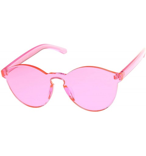 Wayfarer One Piece PC Lens Rimless Ultra-Bold Colorful Mono Block Sunglasses 60mm - Light Pink - C412J347C6F $10.13