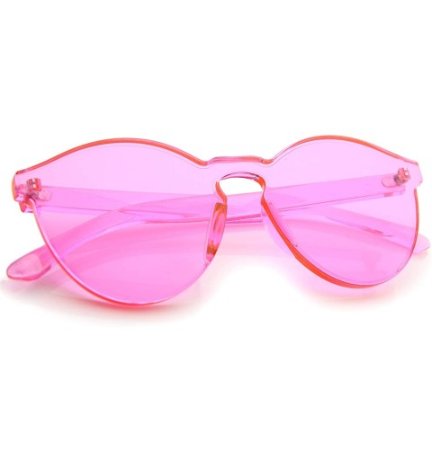 Wayfarer One Piece PC Lens Rimless Ultra-Bold Colorful Mono Block Sunglasses 60mm - Light Pink - C412J347C6F $10.13