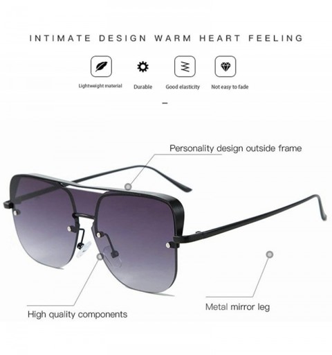 Square One Lens Square Flat Top Sunglasses Men Women Fashion Metal Frame Sun Glasses UV400 Sunshade Glasses - Black&grey - CN...