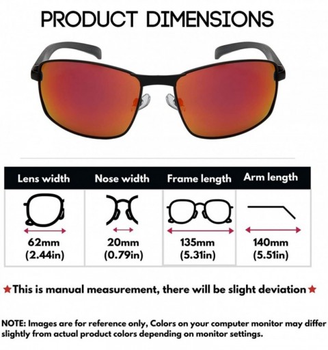 Sport Rectangular Polarized Sunglasses Aluminum 25037SAL PRV 2 - Matte Black Frame - Polarized Red Mirrored Lens - CP192RQTG0...