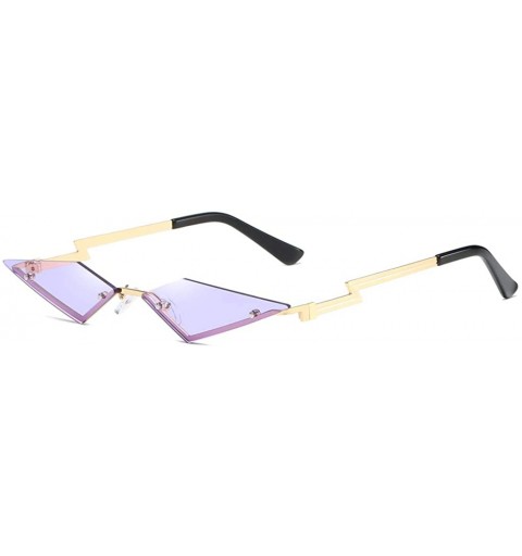 Cat Eye Rimless Cat Eye Mirror Sunglasses Female 2020 Vintage Metal Uv400 Gift Party - Gold With Purple - C8196Z9K4TA $8.55