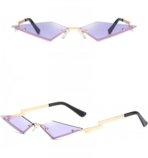 Cat Eye Rimless Cat Eye Mirror Sunglasses Female 2020 Vintage Metal Uv400 Gift Party - Gold With Purple - C8196Z9K4TA $8.55