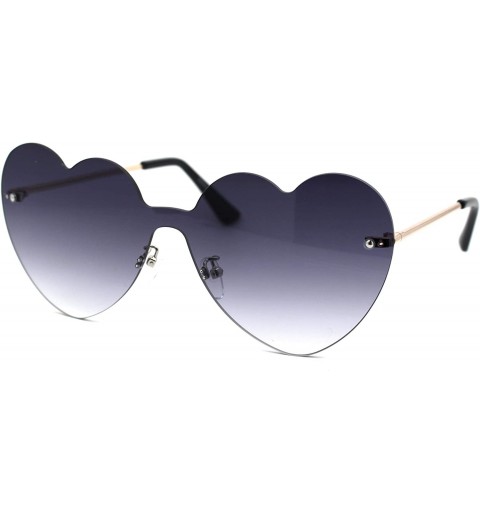 Shield Womens Heart Shape Shield Retro Love Sunglasses - Gold Smoke - CU18Z3K8YN9 $28.04