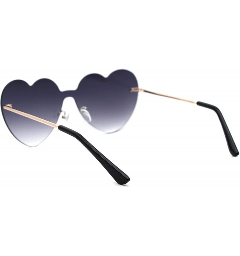 Shield Womens Heart Shape Shield Retro Love Sunglasses - Gold Smoke - CU18Z3K8YN9 $11.36