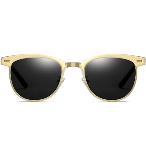 Oval Retro Driving Sunglasses Metal Frame For Men Women - Gold Gray - CD18NW5XHZU $14.01