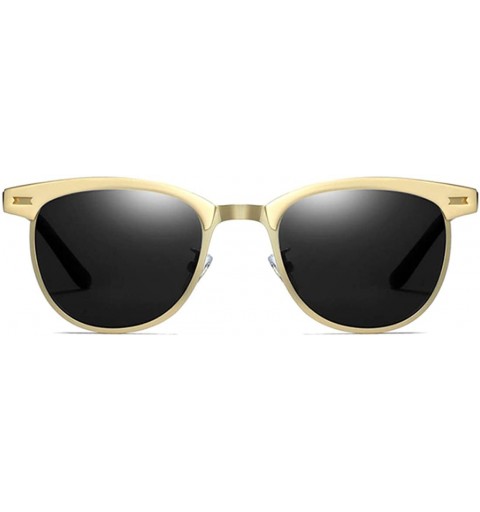 Oval Retro Driving Sunglasses Metal Frame For Men Women - Gold Gray - CD18NW5XHZU $14.01