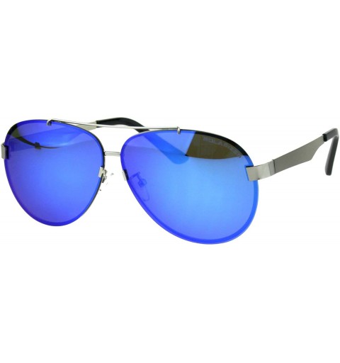 Rimless Polarized Mirror Exposed Edge Luxury Designer Pilots Metal Rim Sunglasses - Silver Blue - C318GY69G8G $16.67