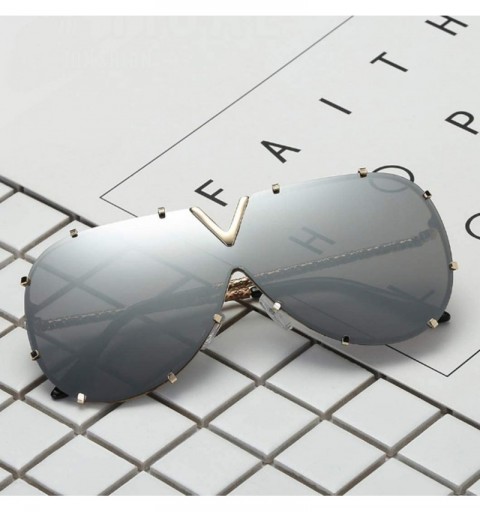 Square Sunglass Fashion Oversized Sunglasses Men Women Mirror Driving Eyewear Cool Metal Frame UV400 Sun Glasses - 2 - CI18U2...