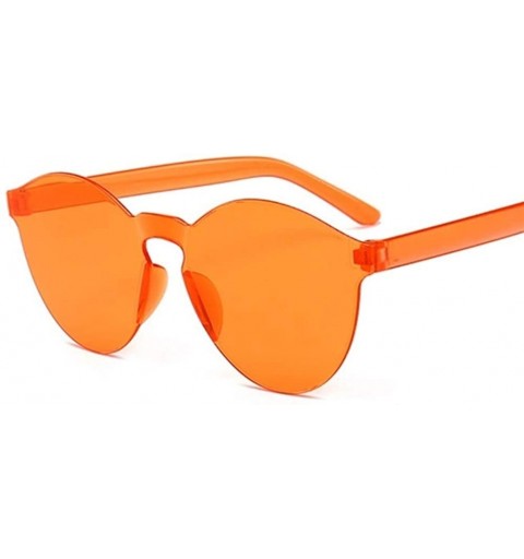 Rimless Rimless Vintage Round Mirror Sunglasses Women Luxury Sun Glasses Female - Orange - CN198XWA3GD $11.40