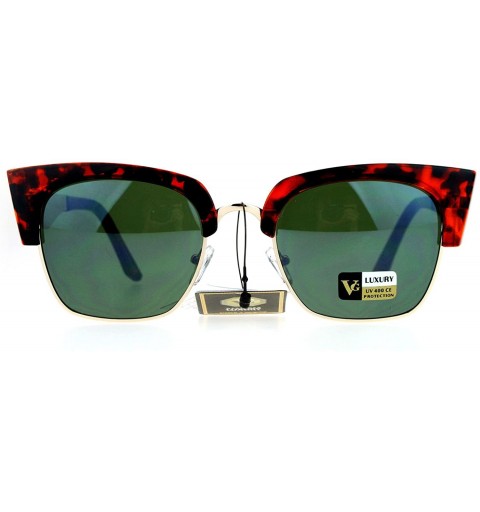 Square VG Sunglasses Womens Fashion Square Cateye Retro Shades UV 400 - Tortoise (Dark Green) - CD12O2YOZUP $8.58