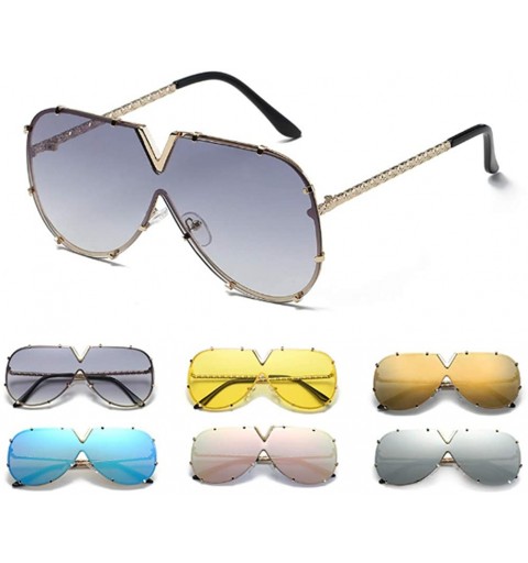 Square Sunglass Fashion Oversized Sunglasses Men Women Mirror Driving Eyewear Cool Metal Frame UV400 Sun Glasses - 2 - CI18U2...