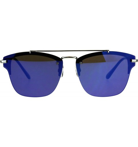 Rectangular Rimless Designer Mens Fashion Luxury Sunglasses - Silver Blue - CI189LWKCRT $15.00